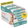 Pampers Sensitive Baby otroški čistilni robčki, 15 pakiranj = 1.200 robčkov