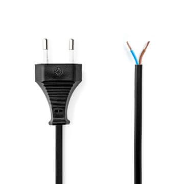 Nedis Napajalni kabel Euro Man Odpri Naravnost Naravnost Ponikljano 3 00 m Stanovanje PVC Črna Oznaka