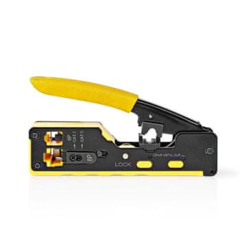 Nedis Klešče za stiskanje CAT5 CAT5e CAT6 CAT6a CAT7 RJ12 RJ45 Rezanje odstranjevanje klešče Guma Jeklo Rumena črna