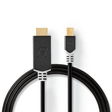 Nedis Mini DisplayPort kabel DisplayPort 1 4 Mini DisplayPort Hane Kontakt HDMI 48 Gbps Guldplaterad 2 00 m Okrogla PVC antracit Plastični tulec