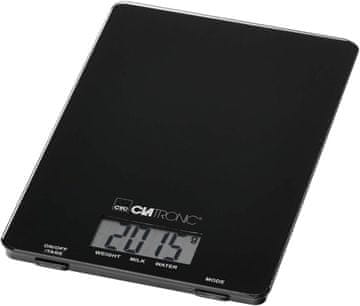 Clatronic Clatronic kuhinjska tehtnica, 5000g, 1g koraki, Tara, steklena površina