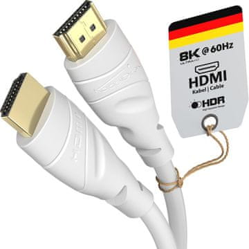 slomart KabelDirekt 8K & 4K HDMI kabel 5m, bel - za PS5, Blu-ray, Xbox