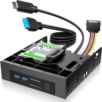 slomart GRAUGEAR 5,25" Frontpanel: SD čitalnik, HUB & SSD nosilec