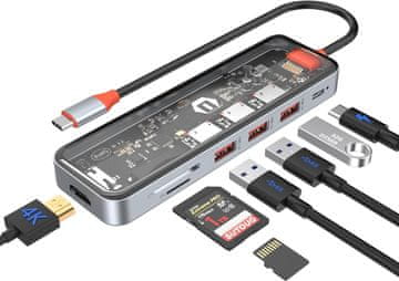 slomart SUTOUG USB-C Hub 7-v-1 HDMI 4K, PD 100W, USB-A, čitalnik kartic