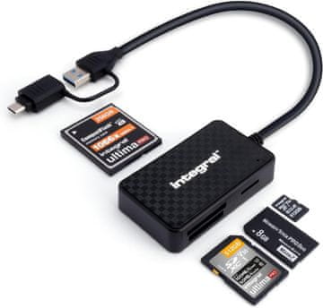 Integral Integral 4-v-1 čitalnik kartic USB 3.0/USB-C