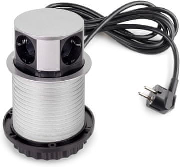 EMUCA Emuca Vertikal Push 100mm izvlečna razdelilna doza (3x Schuko, 1x USB-A, 1x USB-C)