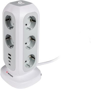 Verbatim Verbatim EU vtičnica stolp 15-v-1, 11x Euro, 2x USB-C, 2x USB-A