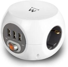 Ewent Ewent EW3939 kocka, 3x vtičnica + 3x USB, 1.5m, bela