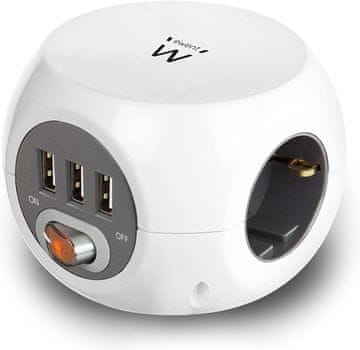 Ewent Ewent EW3939 kocka, 3x vtičnica + 3x USB, 1.5m, bela