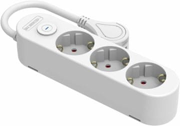 Silver Silver Electronics Protek Plus vtičnica, 3x, s stikalom, 1.5m, IP20, bela