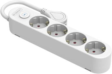 Silver Silver Electronics Protek Plus vtičnica, 4x, s stikalom, 1.5m, IP20, bela
