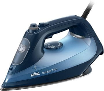 BRAUN Braun TexStyle 7 Pro likalnik, 3000 W, modra, FreeGlide 3D plošča, navpična para
