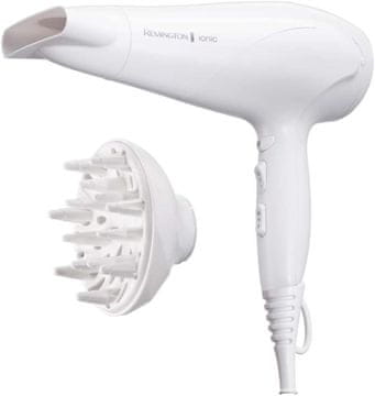 Remington Remington sušilnik las Ionen, bel, 2200W, z difuzorjem in styling šobo