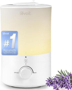 Levoit Levoit vlažilnik zraka za spalnico, aroma difuzor, topla bela LED lučka