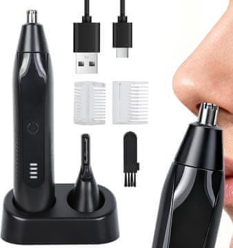 slomart Cozary 2-v-1 - USB trimer za nos in obrvi, prijazen do kože