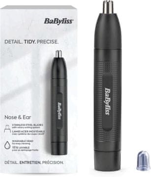 BaByliss BaByliss - trimer za nos in ušesa, 2-rezilni sistem, nerjaveče jeklo