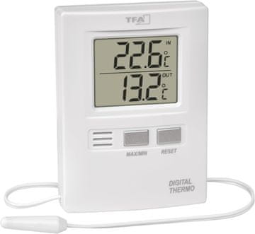 TFA TFA Dostmann Digitalni notranje-zunanje termometer, prikaz MAX/MIN vrednosti