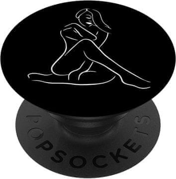 Line PopSockets držalo za mobitel/tablico: Ženska silhueta, abstraktna linijska umetnost (ponovitev)