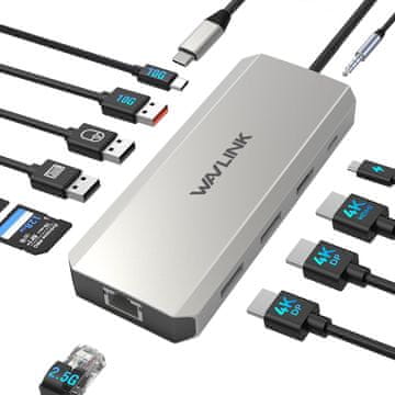 WAVLINK WAVLINK Docking Station Dual DP, HDMI, 10Gbps USB-A/C, 2.5G Ethernet