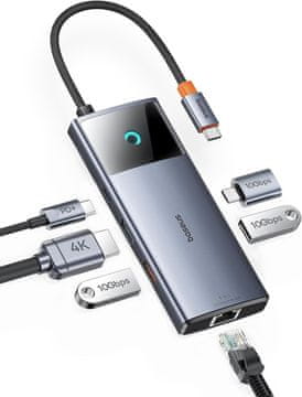 BASEUS Baseus USB-C Hub 6-v-1, 10Gbps, HDMI 4K@60Hz, 100W PD