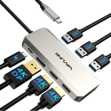 WAVLINK WAVLINK Docking Station, Triple 4K Docking Station, Dual HDMI, DP