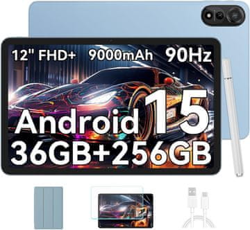 Blackview Blackview Mega2WiFi tablica, 12" 2K 90Hz zaslon, 36GB RAM, 256GB, Android 15