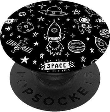 Cool Cool Outer Space Design Spaceship Doodle Graphics - PopSockets nosilec za pametni telefon