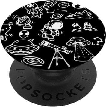 Cool Cool Outer Space Design Spaceship Doodle Graphics - PopSockets nosilec za pametni telefon