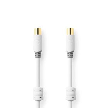 Nedis Koaksialni kabel IEC koaksialni moški IEC koaksialni ženski Pozlačeno 100 dB 75 ohmov Dvojno zaščiten 2 00 m Okrogla PVC Bela Škatla