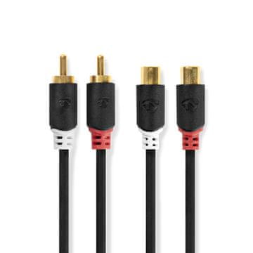 Nedis Stereo avdio kabel 2x RCA Hane 2x RCA Hona Guldplaterad 2 00 m Okrogla antracit Låda