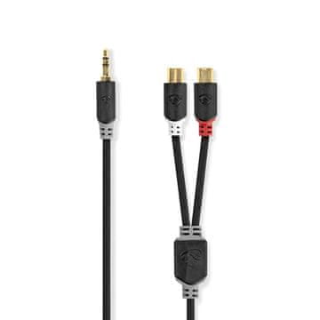 Nedis Stereoljudkabel 3 5 mm Hane 2x RCA Hona Guldplaterad 0 20 m Okrogla Antracit Låda