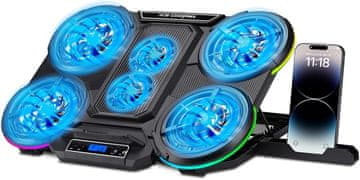 NK NK Prenosni gaming hladilnik 17" s 6 RGB ventilatorji in nastavljivimi hitrostmi