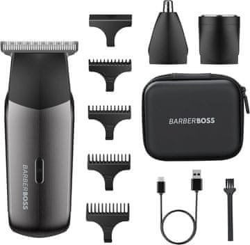 slomart BarberBoss 3-v-1 Potovalni trimer za moške (brada, lase, nos/ušesa, mini brivnik)