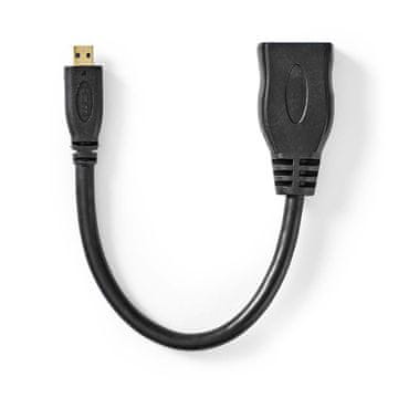 Nedis High Speed HDMI kabel z ethernetom HDMI mikro priključek HDMI izhod 4K 30Hz 10 2 Gbps 0 20 m Okrogla PVC Črna Plastična vrečka