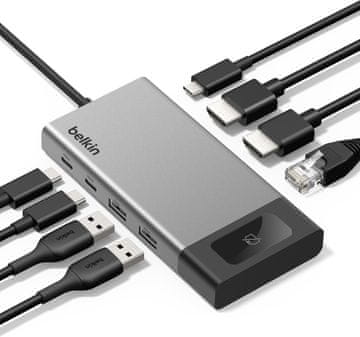 Belkin Belkin USB C Hub 8-v-1, Docking Station 100W PD, 2 zaslona