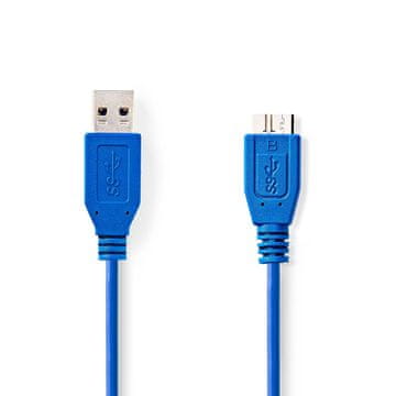 Nedis USB kabel | USB 3.2 Gen 1 | USB-A moški | USB Micro-B moški | 5 Gbps | Ponikljano | 5,00 m | Okrogla | PVC | Modra | Plastična vrečka