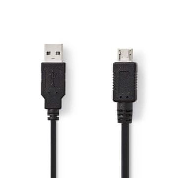 Nedis USB kabel | USB 2.0 | USB-A moški | USB Micro-A | 480 Mbps | Ponikljano | 2,00 m | Okrogla | PVC | Črna | Plastična vrečka