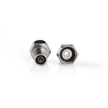 Nedis F priključek | Naravnost | Moški | Ponikljano | 75 ohmov | Krimp | Premer vhodnega kabla: 5,5 mm | Baker | Srebro | 2 kos. | Karton z okencem