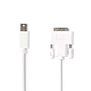 Nedis Mini Displayport kabel | DisplayPort 1.2 | Mini DisplayPort Hane | DVI-D 24+1-pin Hane | 21,6 Gbps | ponikljana | 2,00 m | Okrogla | PVC | Vit | Plastpåse