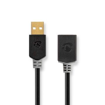 Nedis USB kabel | USB 2.0 | USB-A moški | USB-A ženski | 480 Mbps | Pozlačeno | 2,00 m | Okrogla | PVC | antracit | Škatla