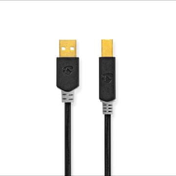 Nedis USB kabel | USB 2.0 | USB-A moški | USB-B moški | 480 Mbps | Pozlačeno | 2,00 m | Okrogla | PVC | antracit | Škatla