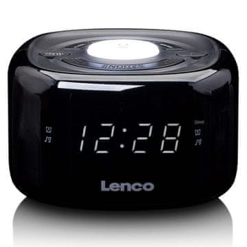 LENCO FM radio z nočno lučko črne barve