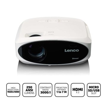 LENCO Full HD 1080P LCD projektor z Bluetooth bel