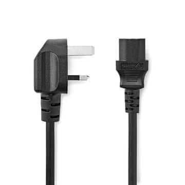 Nedis Napajalni kabel | UK moški | IEC-320-C13 | Pod kotom | Naravnost | Ponikljano | 3,00 m | Okrogla | PVC | Črna | Oznaka