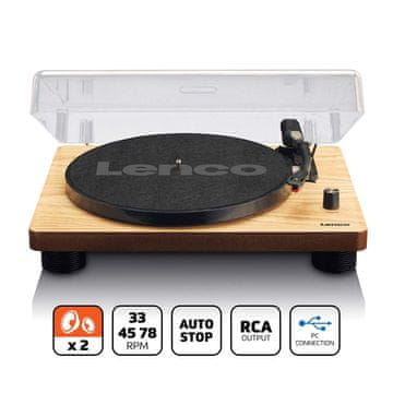 LENCO LS-50WD Gramofon z vgrajenimi zvočniki USB Encoding Wood