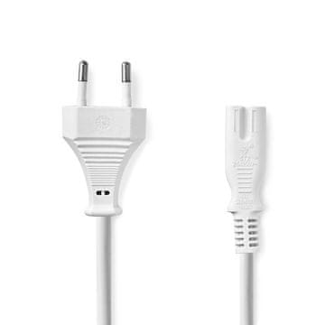 Nedis Napajalni kabel Euro moški IEC 320 C7 Naravnost Naravnost Ponikljano 3 00 m Stanovanje PVC Bela Oznaka