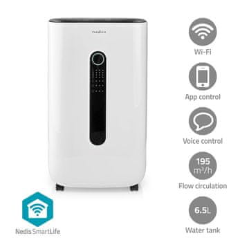 Nedis Razvlaževalec SmartLife Wi Fi 20 l dan Razvlaževanje Neprekinjeno Max Suho perilo Prezračevanje Android IOS Nastavljiv higrostat 195 m³ h