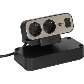 Brennenstuhl brennenstuhl estilo Duplex razdelilnik s prenapetostno zaščito 1x USB C 1x USB A 9x vtičnice srebrna črna