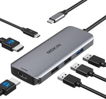 Mokin MOKiN Docking Station 6-v-1 USB-C Hub - 2x HDMI, adapter za 2 monitorja