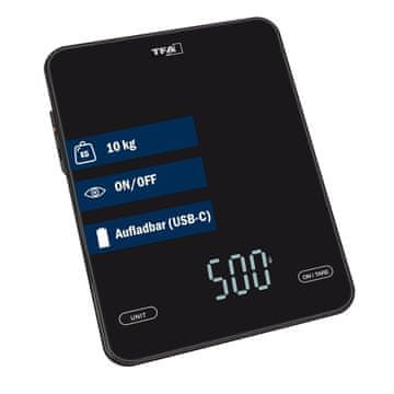 TFA TFA Dostmann Digitalna Kuhinjska Stehtnica Pancake, USB C, 10kg